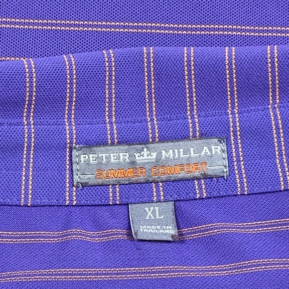 Peter Millar Polo Shirt Men XL Purple Striped Summer Comfort Crown Performance - Picture 3 of 10